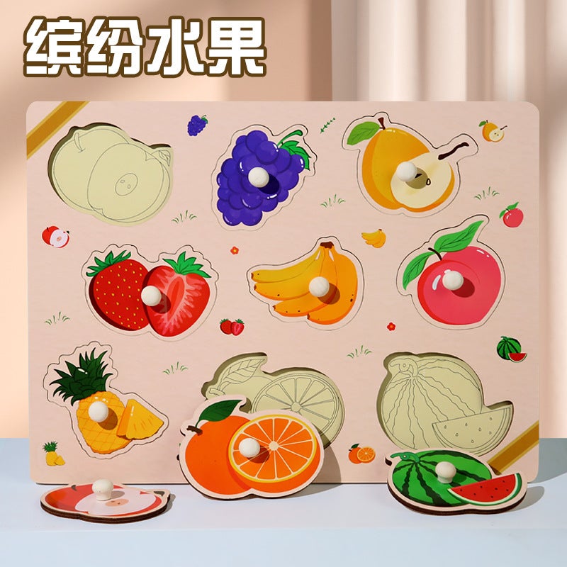 Temu Hishin Hand Grab Board Matching Jigsaw Puzzle Board Children'S Enlightenment Early Education Educational Wooden Toys - Image 1